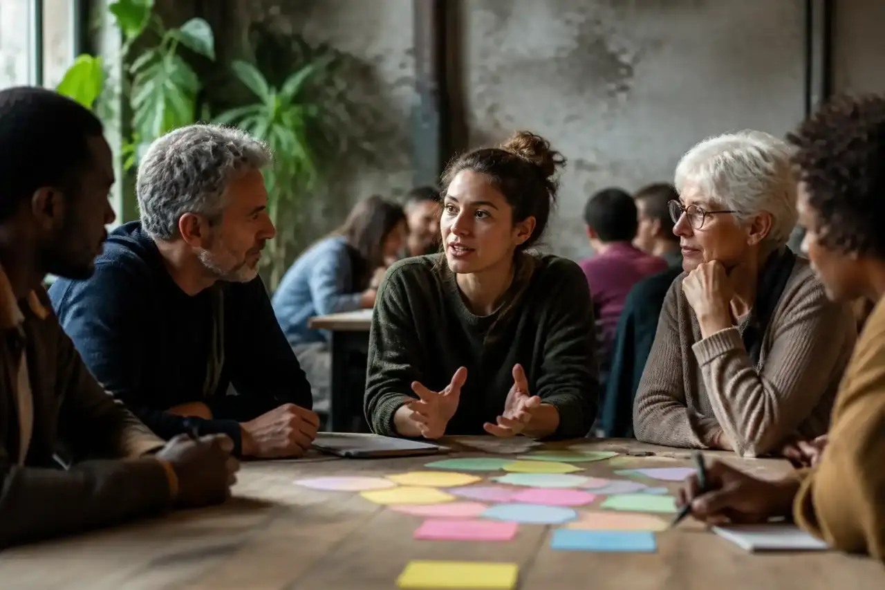 Assemblée citoyenne discutant de projets locaux
