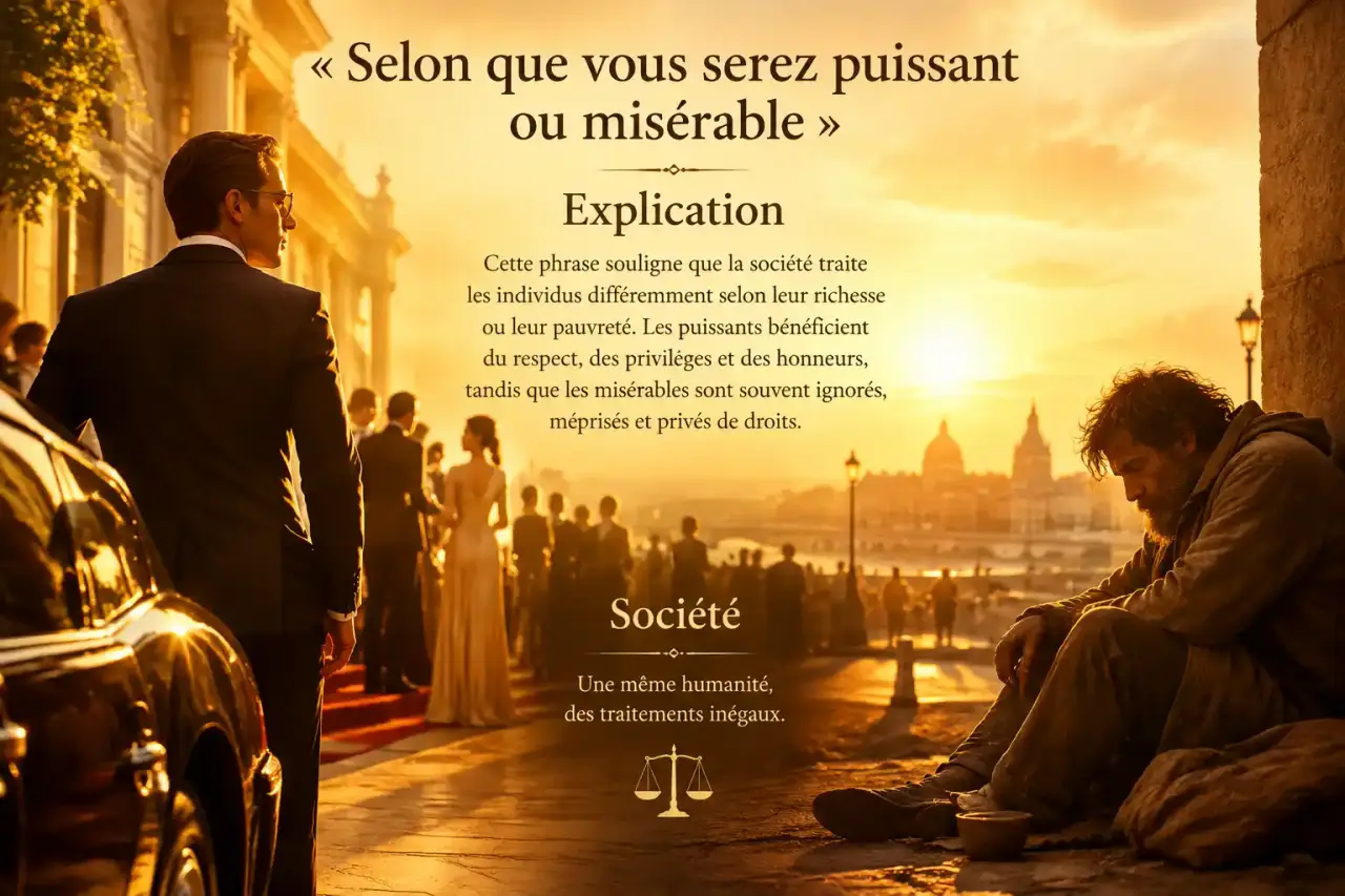 selon que vous serez puissant ou misérable explication