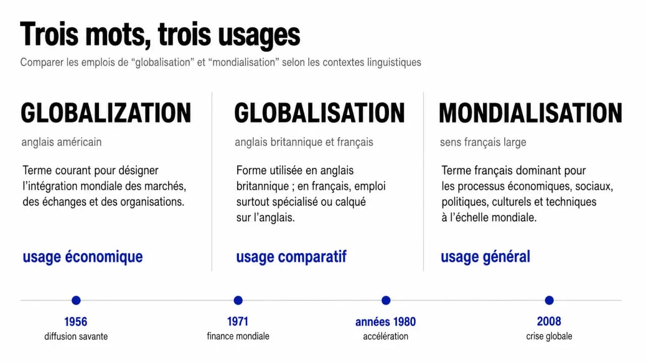 Comparatif globalization globalisation mondialisation avec repères historiques clés