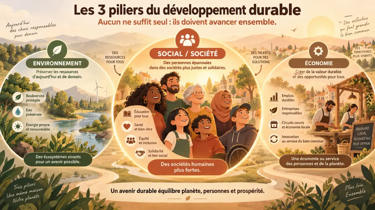 Les 3 piliers du développement durable : pourquoi aucun ne suffit seul