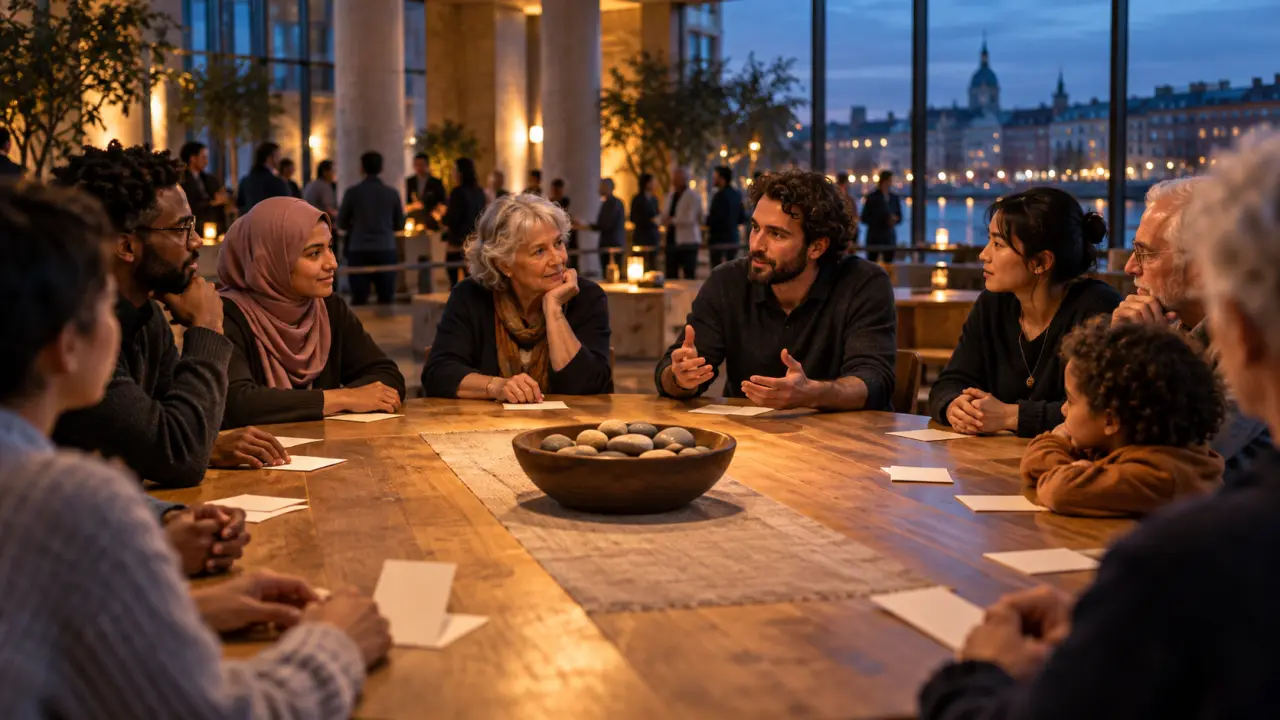 Citoyennes et citoyens réunis autour d'une table pour échanger et délibérer