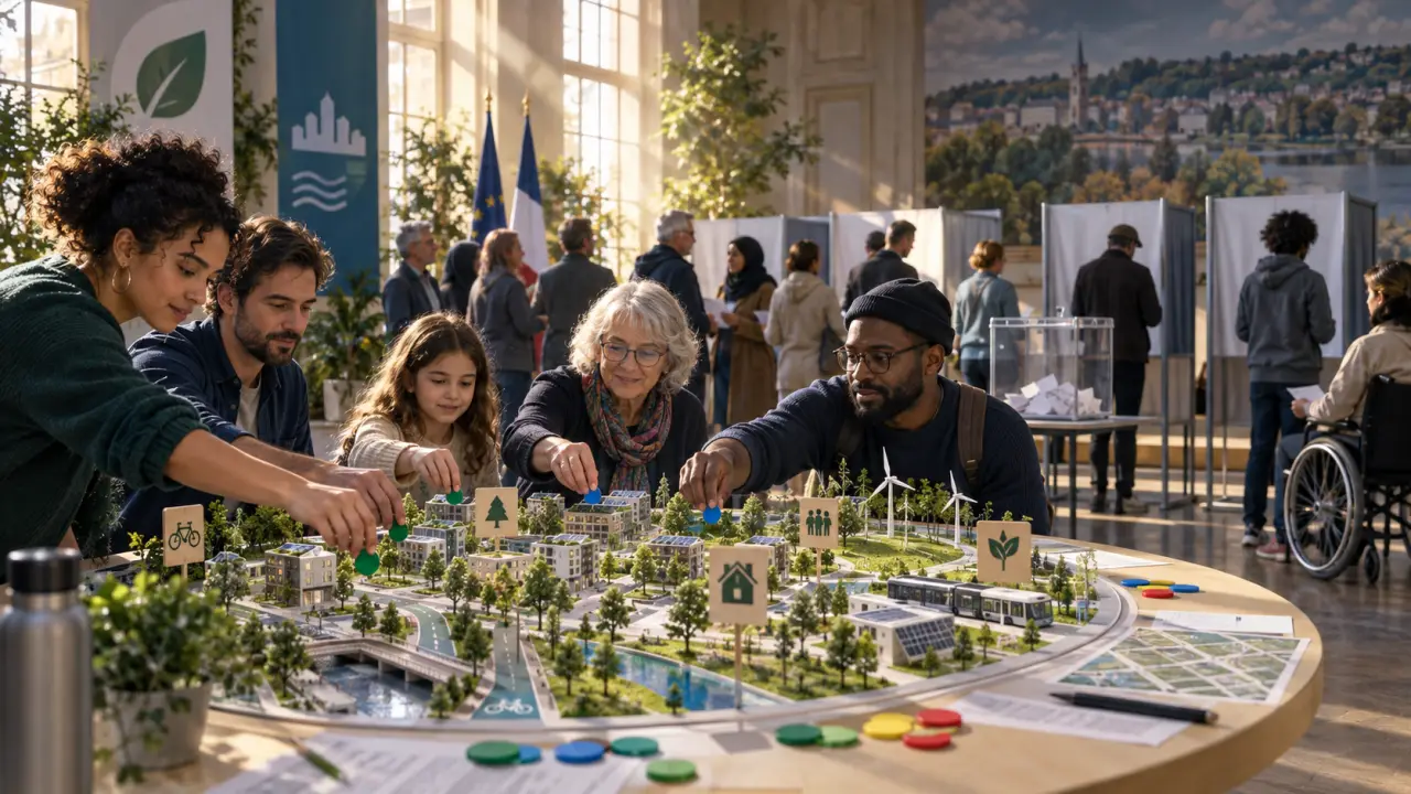 Citoyens réunis autour d'une table pour débattre d'un projet local