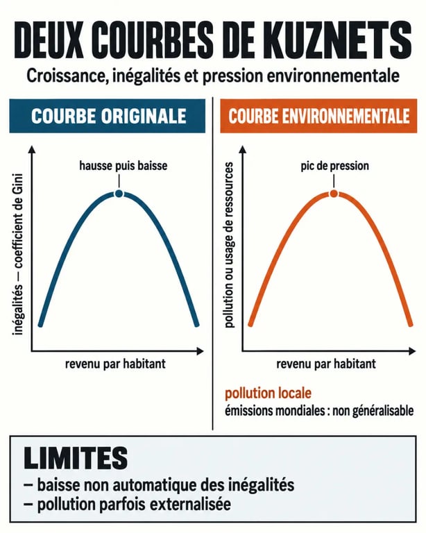 Comparaison entre la courbe de Kuznets originale et la courbe de Kuznets environnementale